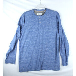 Tallwoods Henley Shirt Mens Large Long Sleeve Blue Heather Button Crew Casual